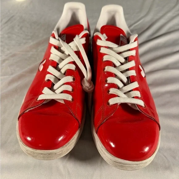 Adidas Stan Smith Valentines Day Red Patent Leather Shoes Size 10 - Picture 2 of 8